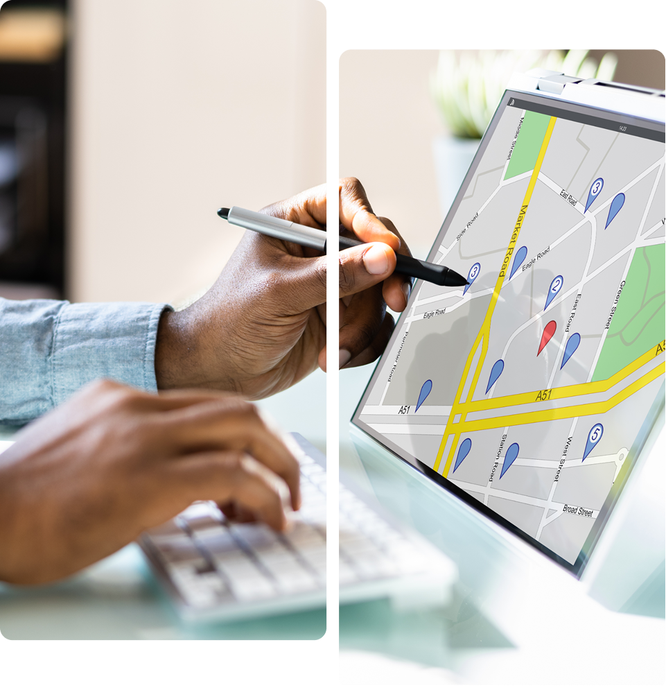 A person using a tablet and holding a pen